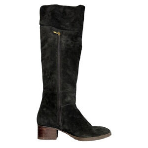 Tommy Hilfiger Women’s Black Suede Tall Boots Side Zip Block Heel US 9M